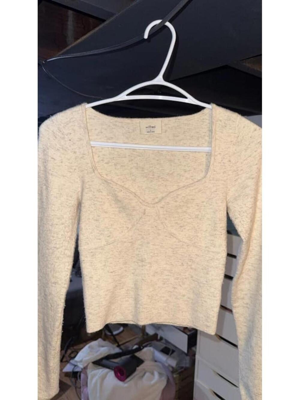 Wilfred Cream Long Sleeve Knit Top Size S